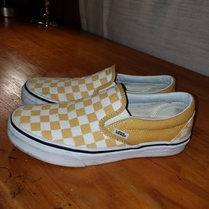 Mustard yellow checkered vans